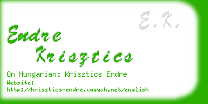 endre krisztics business card